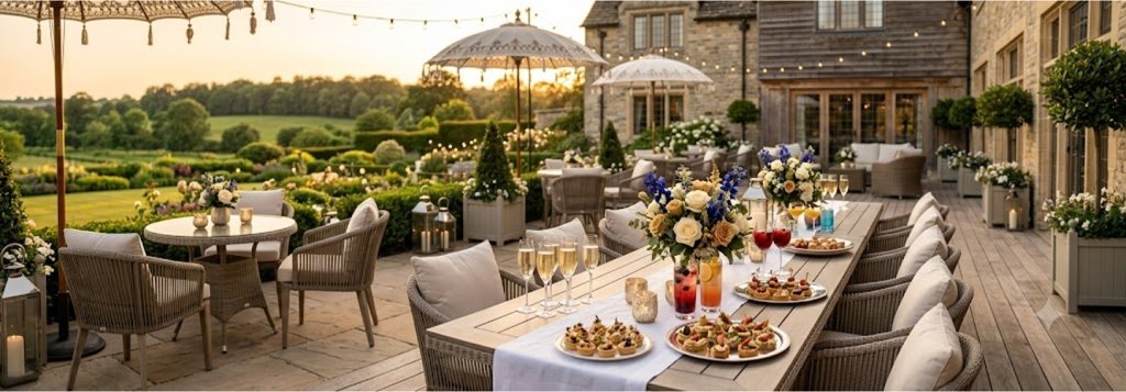 Graduate and family drinks on The Terrace, Oakwood Hotel