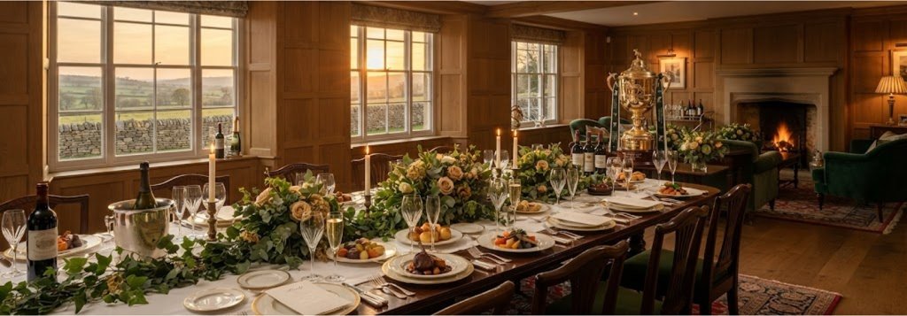 Group celebrating after Gold Cup Day over dinner at Oakwood Hotel