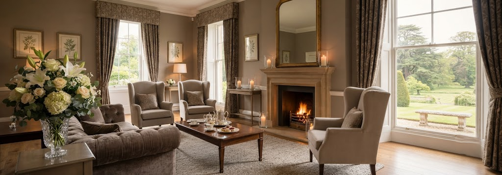 The Drawing Room prepared for a memorial gathering near Gloucester