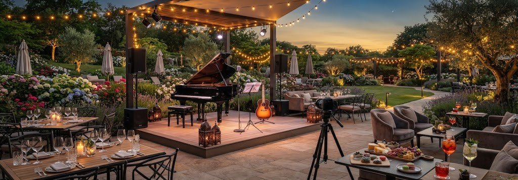 Summer evening live session on the Terrace at Oakwood Hotel Gloucester