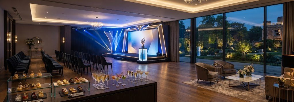 Product launch reception space at Oakwood Hotel Gloucester