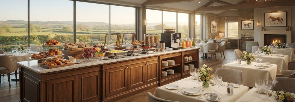 Race-day breakfast served at Oakwood Hotel before the Cheltenham Festival